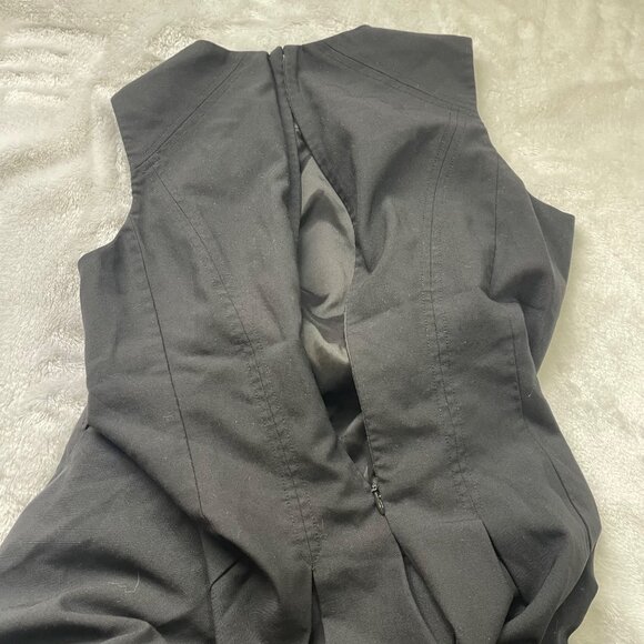 Theory Adison Dress Women's 2 Black‎ Sleeveless Pleated Luxe Wool Blend Pockets - Picture 7 of 13